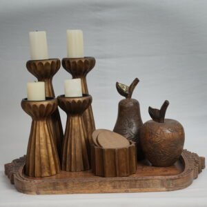 Table accessories wooden Pear/apple/coasters
