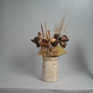 Planter - Wooden dis/whi w/Bird