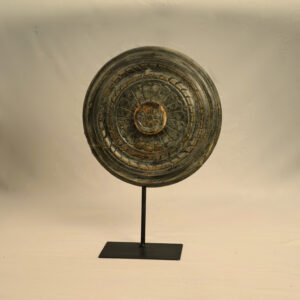 Gray Carved Wooden Medallion