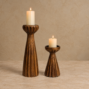 Candle stand Fluted Golden Brown set