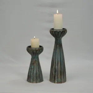 Candle stand fluted golden Brown 3