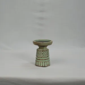 Candle Stand Carved Grayish Golden