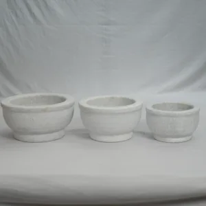 WHITE MARBLE PLANTER SET