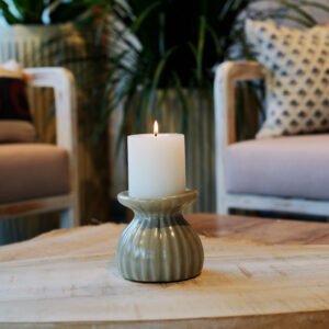 Sage Ceramic Candle Stand Small