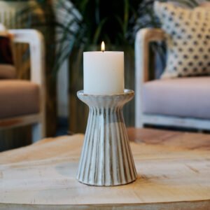 White Ceramic Candle Stand Tall
