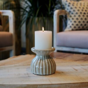 White Ceramic Candle Stand Small